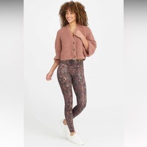 Spanx NWT faux leather mocha snake shine leggings Size XS